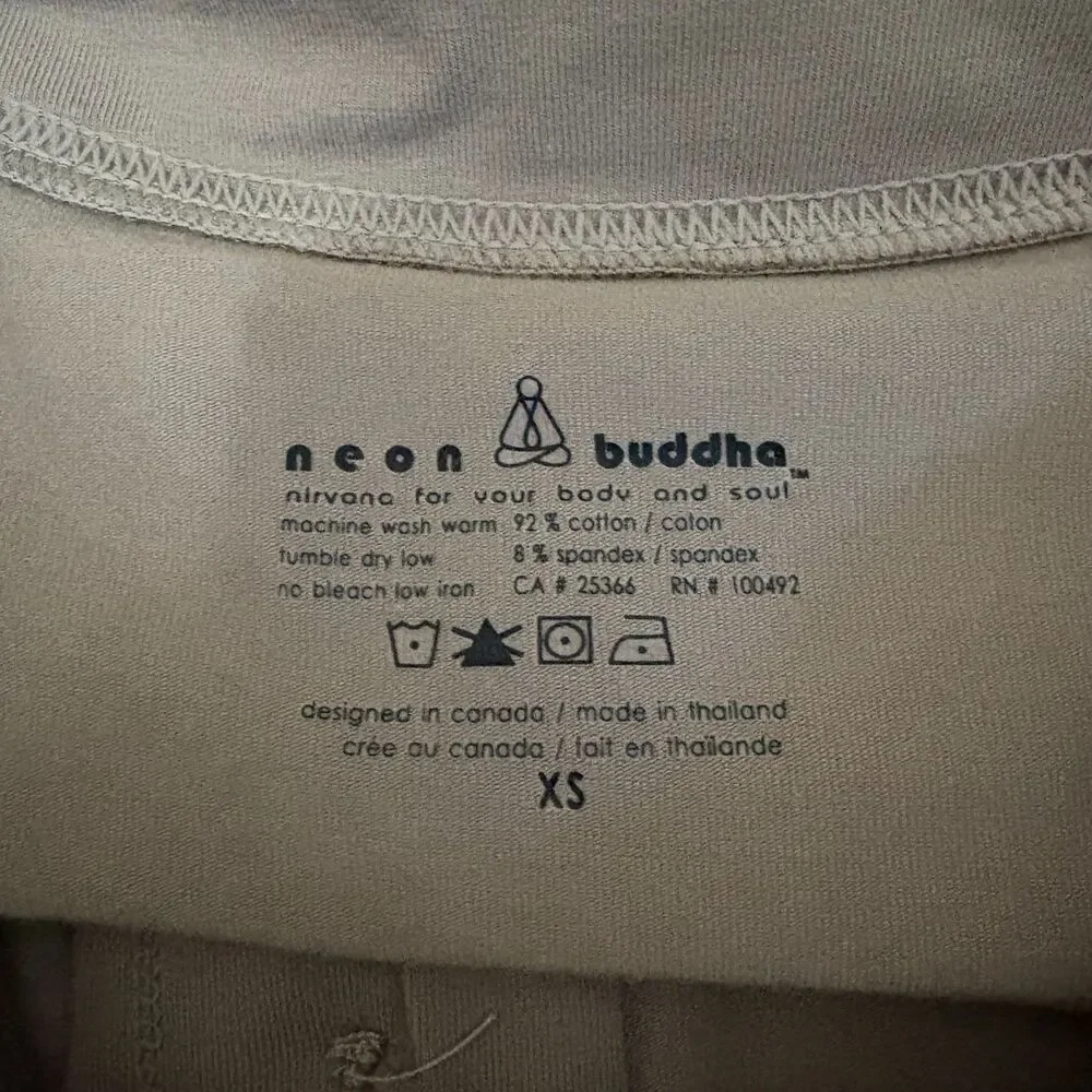 Neon Buddha Button Front Shirt Bell Sleeve Stretch Beige Taupe Lagenlook Size XS - Picture 4 of 4